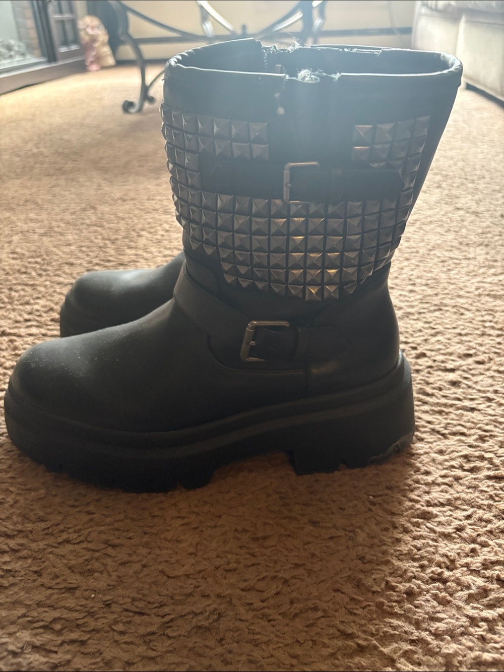 torrid Black Studded Mid-Calf Combat Boots